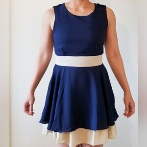 BRAND NEW MENG FEI LU FASHION SLEEVELESS TWO LAYERED ZIP CLOSURE WOMEN"S DRESS